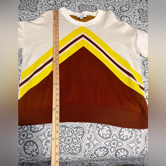 & Other Stories White Yellow Brown Varsity Knit Sweater Large - Picture 8 of 11